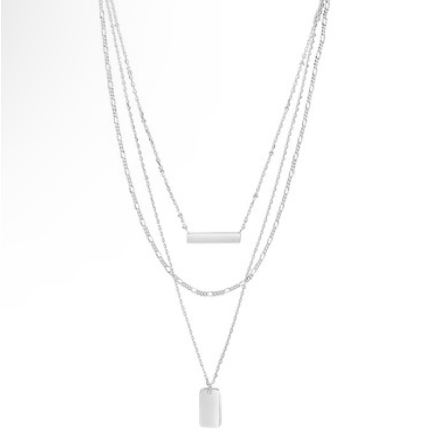 Sterling Forever Silver Layered Bar Necklace 55$